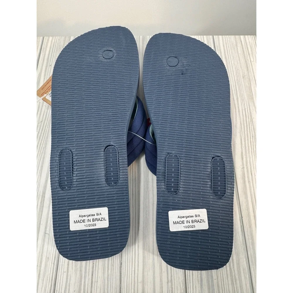 Havaianas Men's Size 11/12 Blue Urban Print Sandals Flip-Flop Padded Straps‎ New